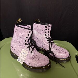 Pink Glitter Combat Boots